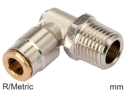 Elbow Push-In Fittings Brass R/Metric-Threads Male High-Pressure Rotatable