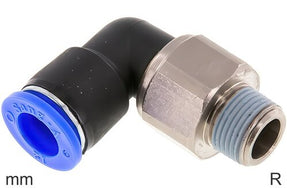 Swivel Elbow Push-In Fittings Brass and Plastic R-Threads Male One Ball Bearing