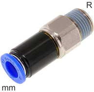 Swivel Push-In Fittings Brass and Plastic R-Threads Male One Ball Bearing