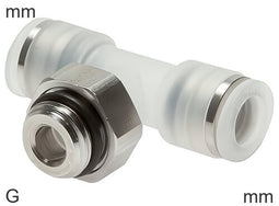 Push-In Tee Fittings Stainless Steel and PP G-Threads Male T-Shape