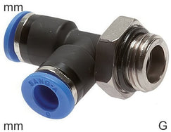 Push-In Tee Fittings Brass and Plastic G-Threads Male L-Shape