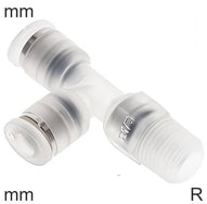 Push-In Tee Fittings Stainless Steel and PP R-Threads Male L-Shape