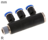 Featured image of collection - 3-Way Distributor Push-In Fittings Brass and Plastic R-Threads Male