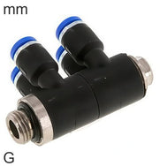 4-Way Distributor Push-In Fittings Brass and Plastic G-Threads Male