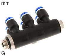 6-Way Distributor Push-In Fittings Brass and Plastic G-Threads Male