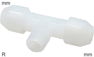 Compression Tee Fittings Plastic PVDF R-Threads Male