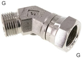 Angled Fittings 45deg Steel / Stainless Steel G-Threads Male/Female With 60deg Hose Cone PN350