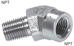Angled Fittings 45deg Steel NPT-Threads Male/Female PN275