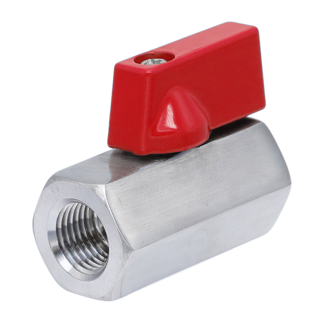 G 3/8'' F/F 2-Way Stainless Steel Mini Ball Valve 69 bar PTFE - TamesonPRO 1113-038-F