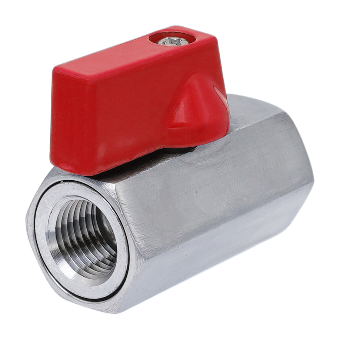 G 3/8'' F/F 2-Way Stainless Steel Mini Ball Valve 69 bar PTFE - TamesonPRO 1113-038-F