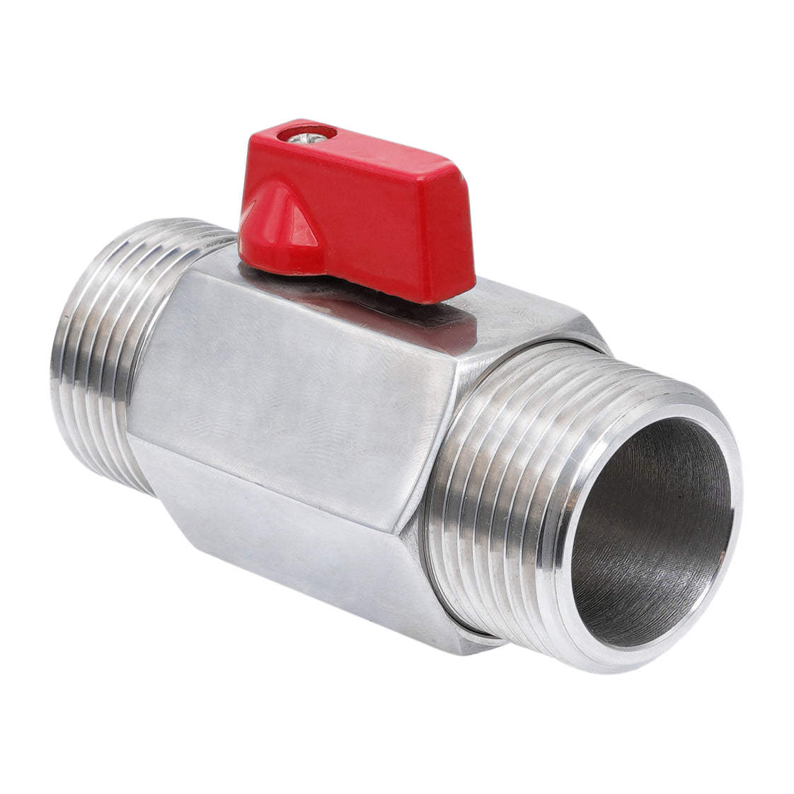 G 1/4'' M/M 2-Way Stainless Steel Mini Ball Valve 69 bar PTFE - TamesonPRO 1113-014-M