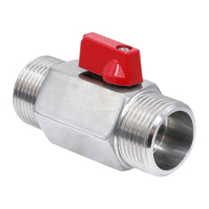 G 1/4'' M/M 2-Way Stainless Steel Mini Ball Valve 69 bar PTFE - TamesonPRO 1113-014-M