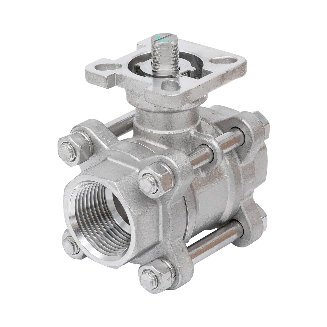 Rp 2-1/2'' 3-Piece 2-Way Stainless Steel Ball Valve 69 bar RTFE ISO-Top F07/F10 - TamesonPRO 1121-212