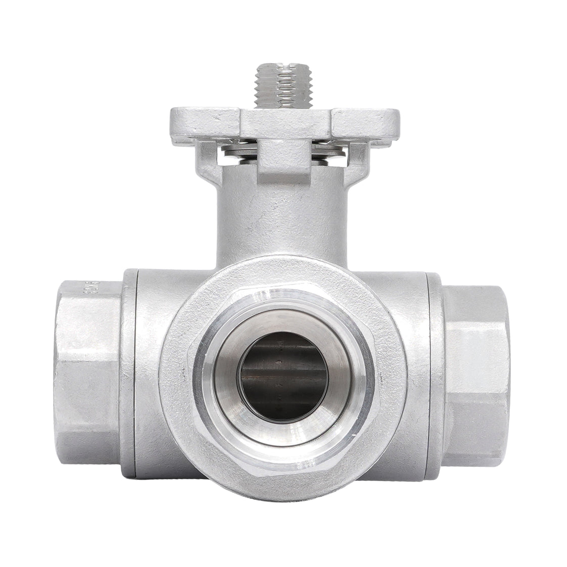 Rp 1-1/2'' 3-Way L-Port Stainless Steel Ball Valve 69 bar RTFE ISO-Top F07 - TamesonPRO 1125-112-L