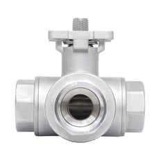Rp 1-1/2'' 3-Way L-Port Stainless Steel Ball Valve 69 bar RTFE ISO-Top F07 - TamesonPRO 1125-112-L