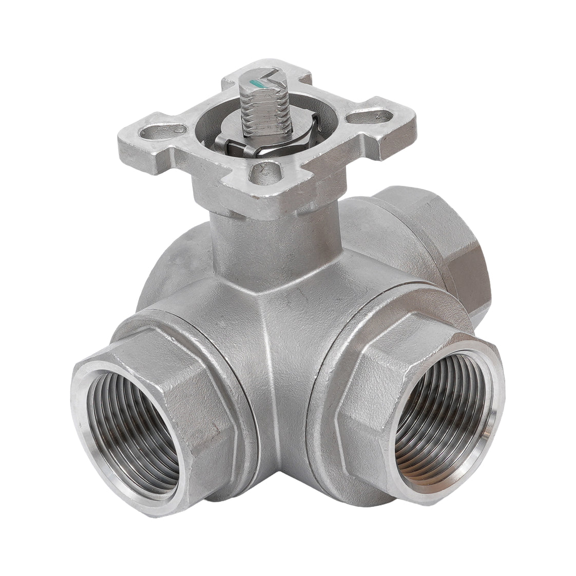 Rp 1-1/2'' 3-Way L-Port Stainless Steel Ball Valve 69 bar RTFE ISO-Top F07 - TamesonPRO 1125-112-L