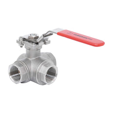 Rp 2'' 3-Way T-Port Stainless Steel Ball Valve 69 bar RTFE ISO-Top F07 - TamesonPRO 1125-200-T