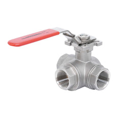 Rp 2'' 3-Way T-Port Stainless Steel Ball Valve 69 bar RTFE ISO-Top F07 - TamesonPRO 1125-200-T