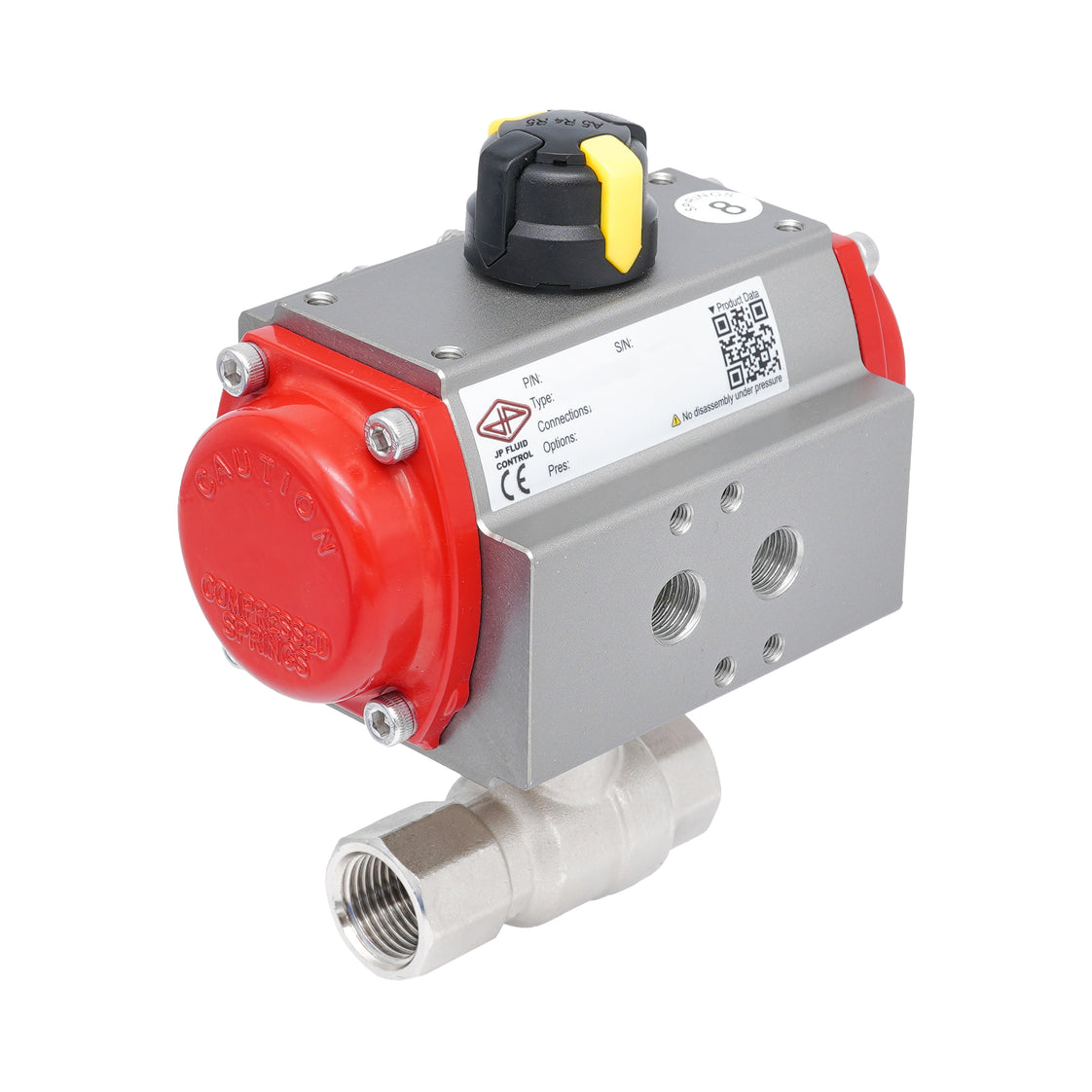 Rp 3/4" 2-Way Pneumatic Brass Ball Valve - Spring Opening