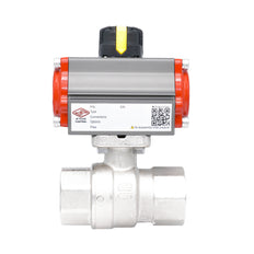 Rp 1 1/4" 2-Way Pneumatic Brass Ball Valve - Double Acting