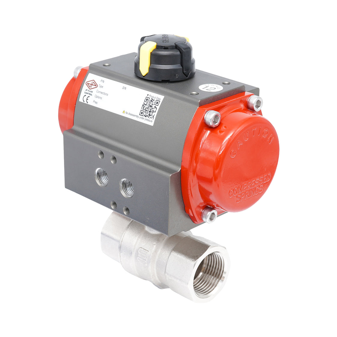 Rp 1 1/4" 2-Way Pneumatic Brass Ball Valve - Spring Opening