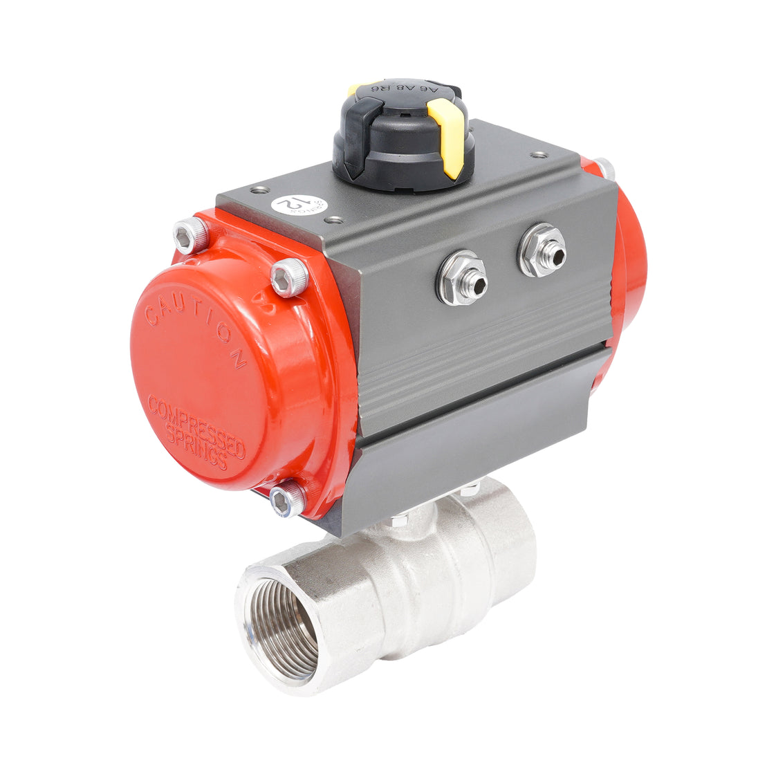 Rp 1 1/4" 2-Way Pneumatic Brass Ball Valve - Spring Opening