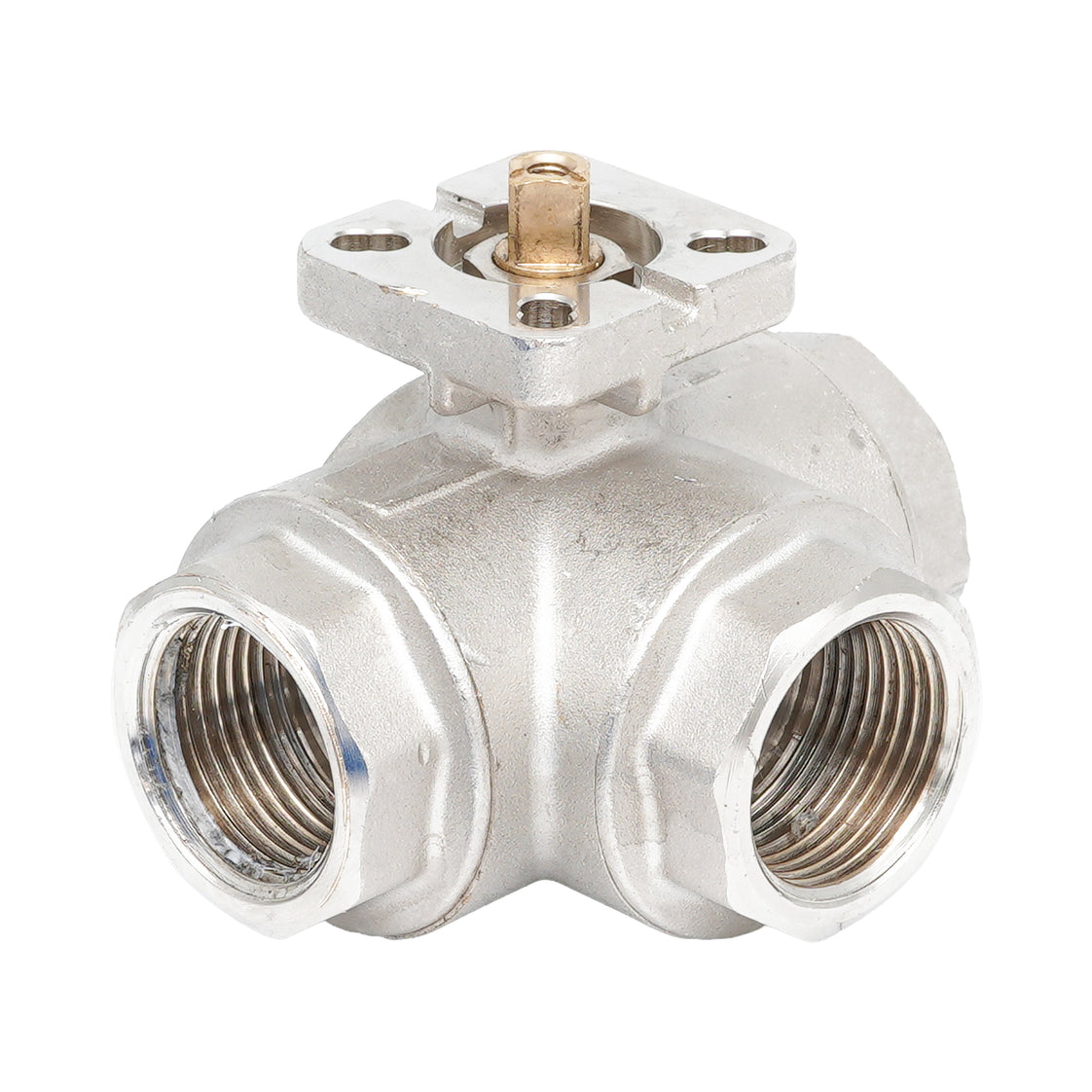 Rp 1/2" 3-way L-Bore Brass Ball Valve ISO-Top F03 PN40