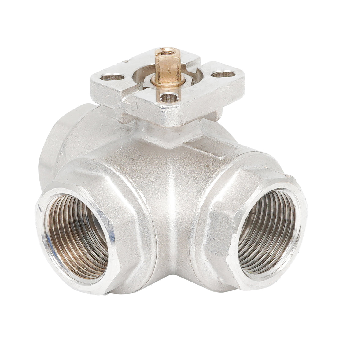 Rp 1-1/2" 3-way L-Bore Brass Ball Valve ISO-Top F04/05 PN25