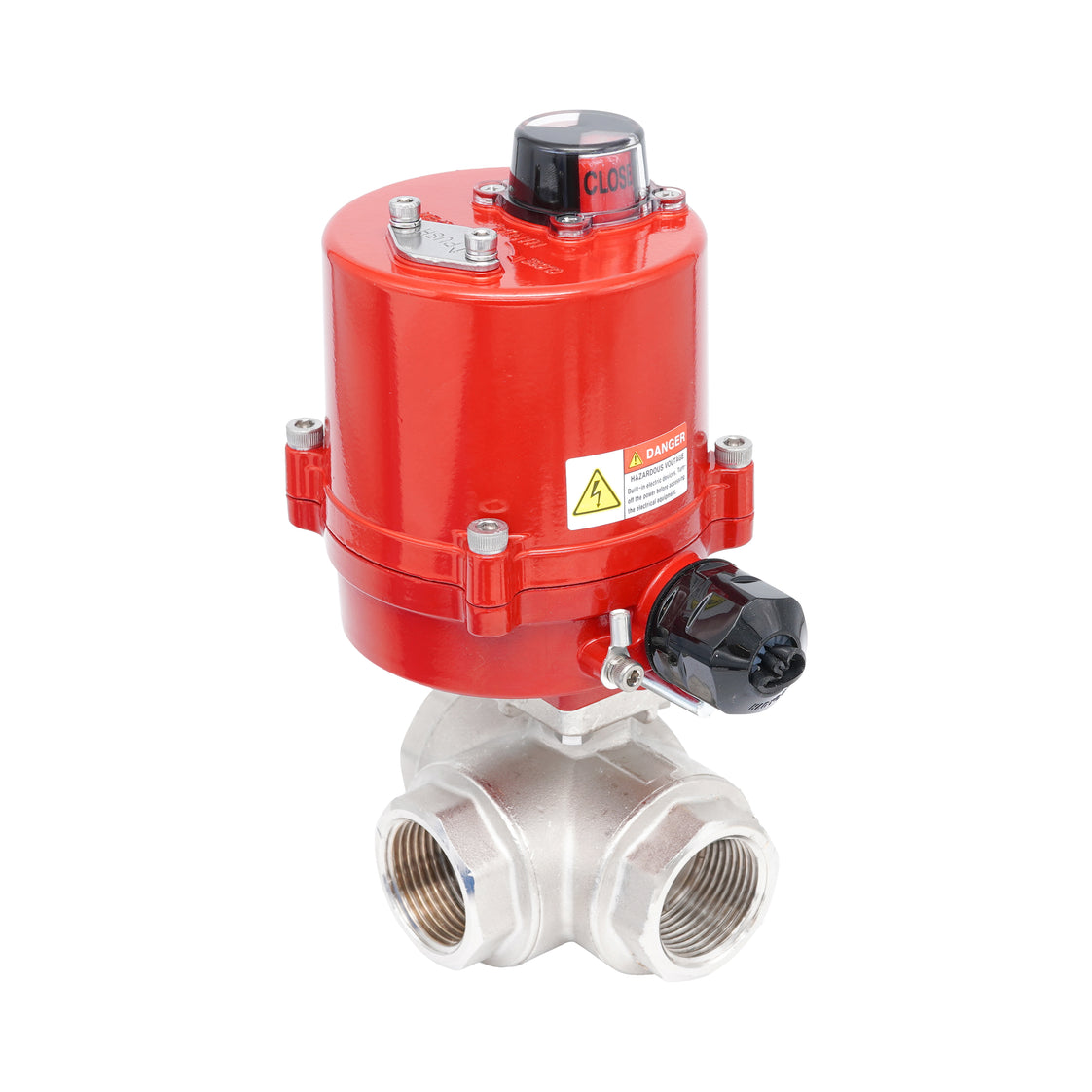 Rp 1-1/2" T-Bore 3-Way Electric Brass Ball Valve 100-240 V AC