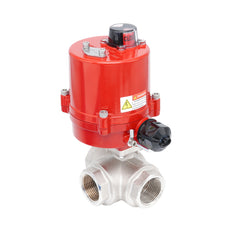 Rp 1-1/2" T-Bore 3-Way Electric Brass Ball Valve 100-240 V AC
