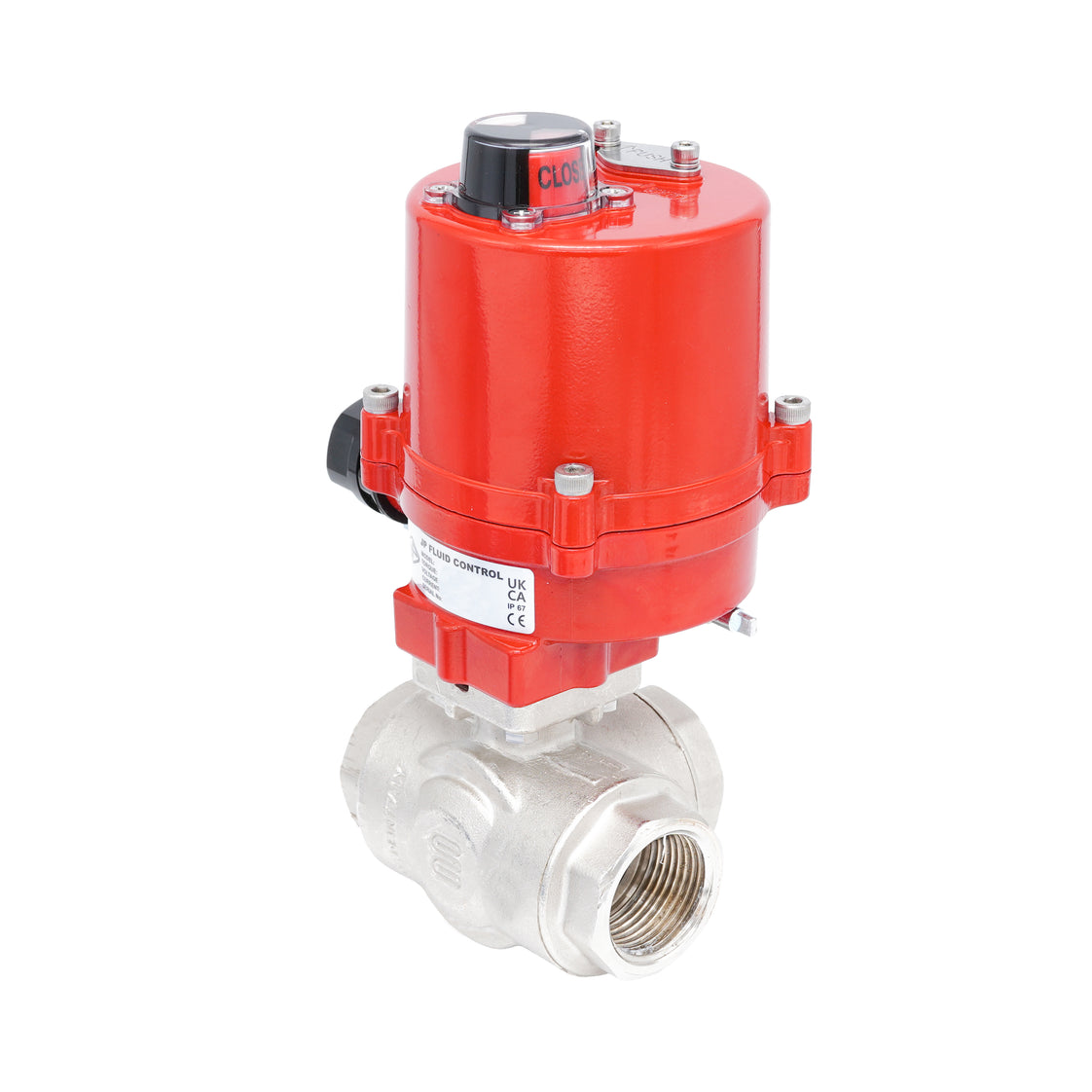 Rp 1-1/2" T-Bore 3-Way Electric Brass Ball Valve 12 V AC/DC