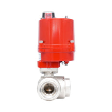 Rp 1-1/2" T-Bore 3-Way Electric Brass Ball Valve 12 V AC/DC