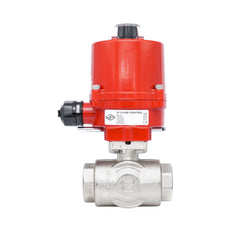 Rp 1" L-Bore 3-Way Electric Brass Ball Valve 24 V AC/DC