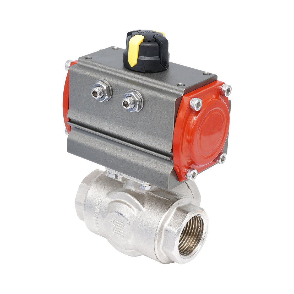 Rp 3/4" L-Bore 3-Way Pneumatic Brass Ball Valve - Double Acting