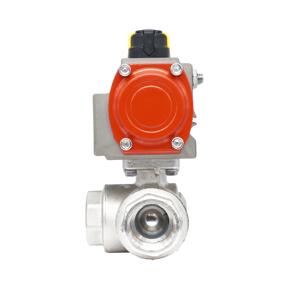 Rp 3/8" T-Bore 3-Way Pneumatic Brass Ball Valve - Double Acting