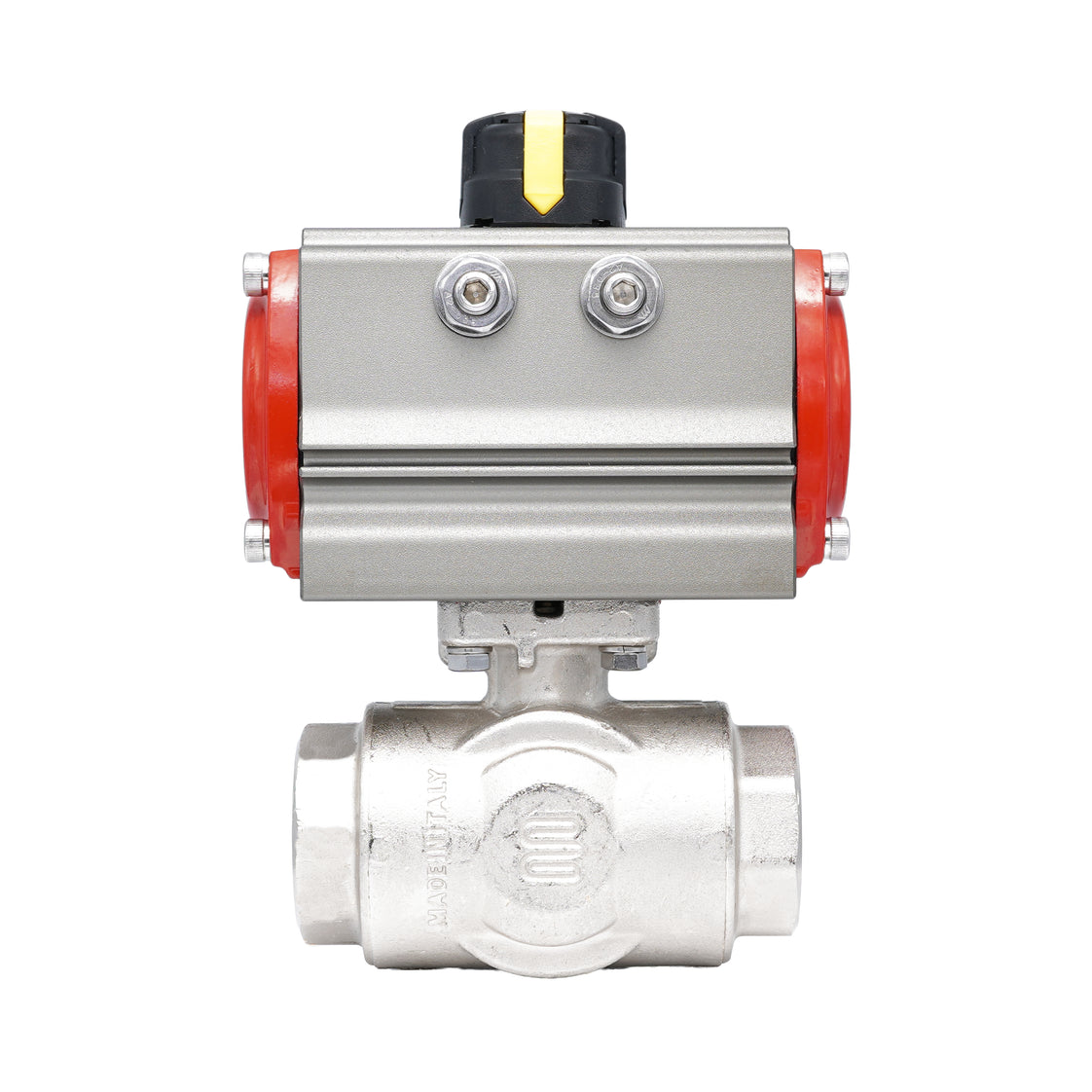Rp 1/2" T-Bore 3-Way Pneumatic Brass Ball Valve - Double Acting