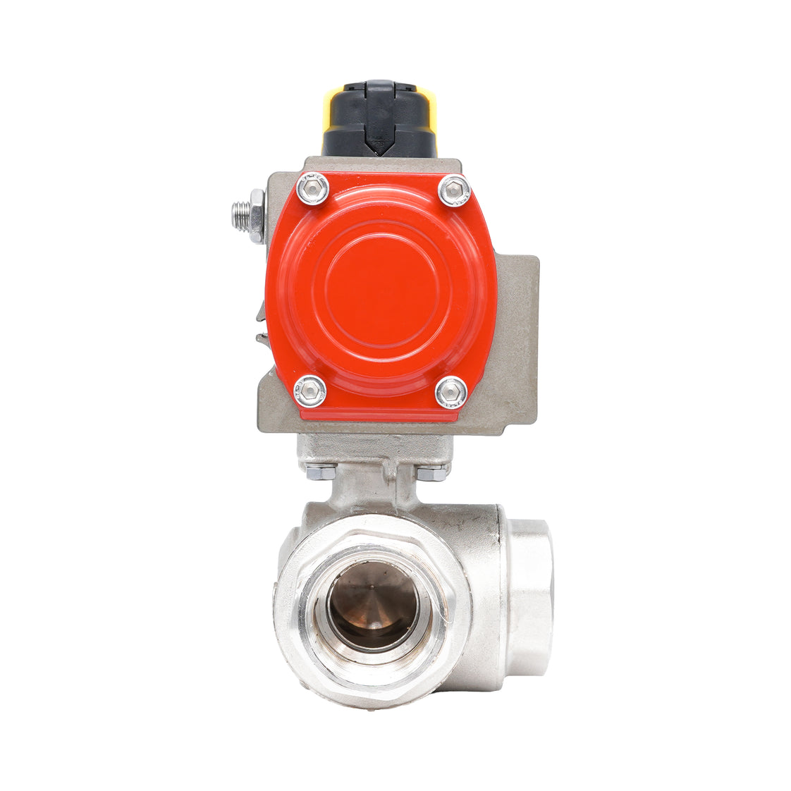 Rp 1 1/2" T-Bore 3-Way Pneumatic Brass Ball Valve - Double Acting