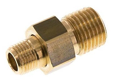 R 1/2'' x R 3/8'' Brass Double Nipple 3-pieces with Conically sealing 16 Bar