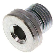 G 1/4'' Male Zinc plated Steel Closing plug with Inner Hex and FKM Seal 400 Bar [5 Pieces]