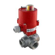 Electrical Ball Valve 3-Way L-bore G1-1/2'' Stainless Steel 24V DC