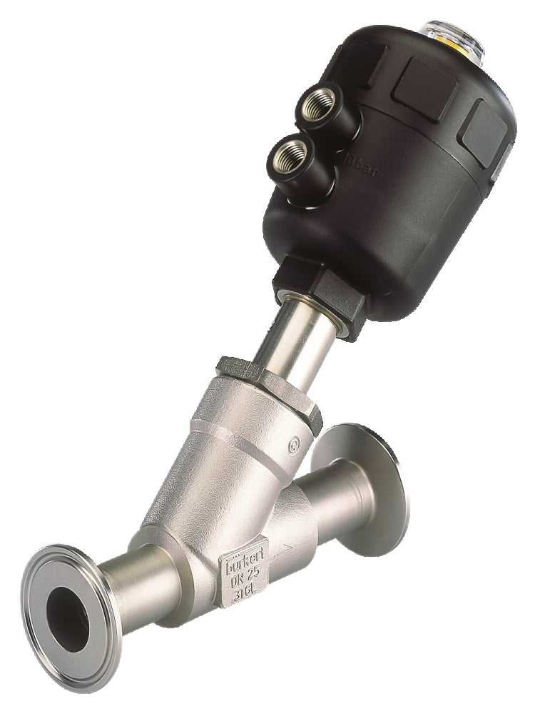 Clamp DN 20 Double-Acting Pneumatic 2-Way Angle Seat Valve Stainless Steel - 2000 - 300880
