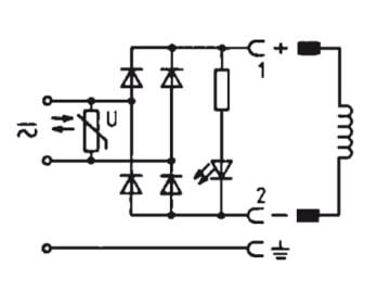Connector 12-24V AC/DC (DIN - A) with Rectifier LED and Varistor - Burkert 2508 008363