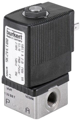 Solenoid Valve G1/4'' NC Stainless steel FKM 0-1.5bar/22psi 230VAC Oxygen Fat/Oil Free 6013 194395