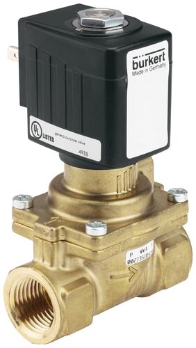 Solenoid Valve G1'' NO Brass FKM 0.2-16bar/3-232psi 24VDC Anti-Waterhammer Oxygen Fat/Oil Free 6281 248896