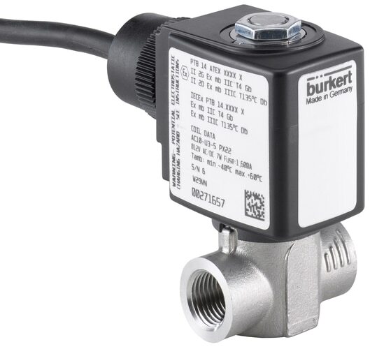 Solenoid Valve G1/4'' NC Stainless steel PCTFE 1-160bar/15-2321psi 24VAC/DC ATEX 6240 380808