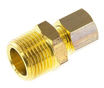 R 1/4'' Male x 6mm Brass Straight Compression Fitting 150 Bar DIN EN 1254-2 [2 Pieces]