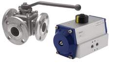 Pneumatic Actuated Flanged Ball Valve 3-Way T3-port DN40 PN16 Stainless Steel