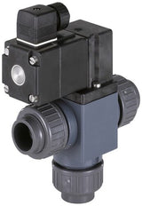 Solenoid Valve 3/2-Way 25 mm Glued Sleeves Diverting PVC FKM 0-0.5bar/7psi 230VAC 0131 42470