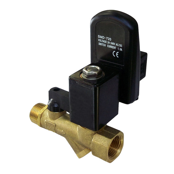 Analog electronic condensate drain 1/2'' 24V AC brass - ball valve - strainer