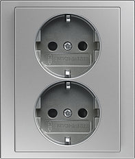 ABB Busch-Jaeger Pure Stainless Steel Wall Outlet (WCD Switchgear) - 2TKA00003922